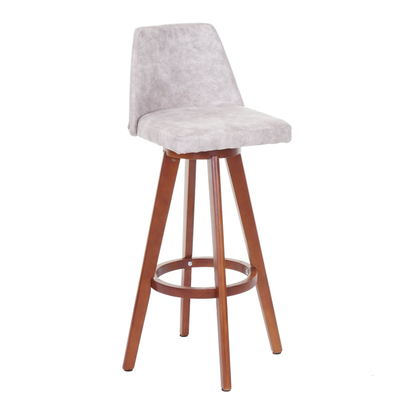 Tabouret de bar chaise de bar/comptoir, en bois, tissu, pivotant - vintage gris clair, pieds foncés