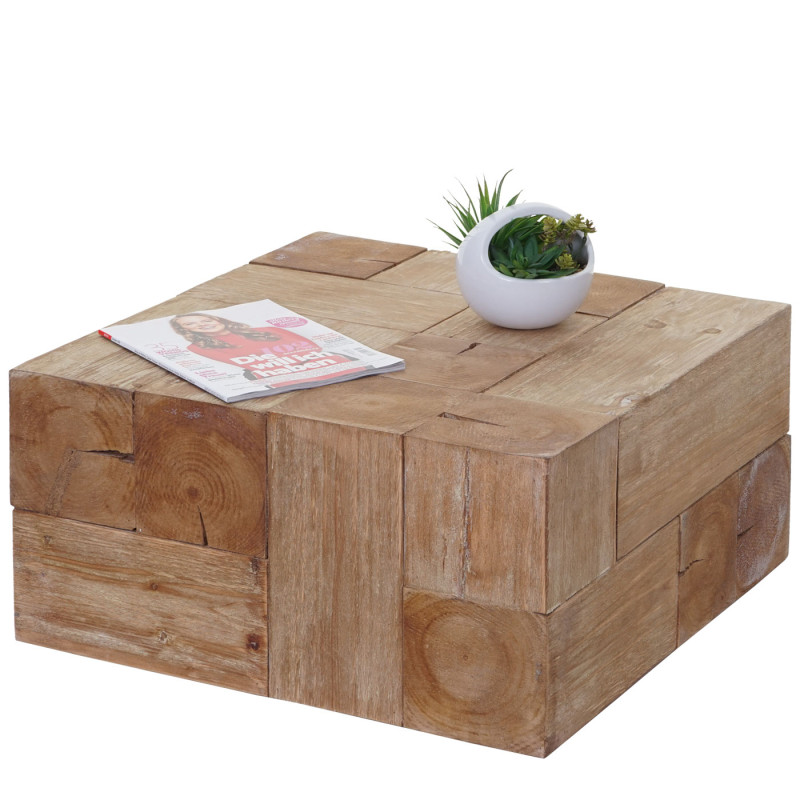 Table basse de salon table d'appoint, bois de sapin rustique massif - 30x60x60cm