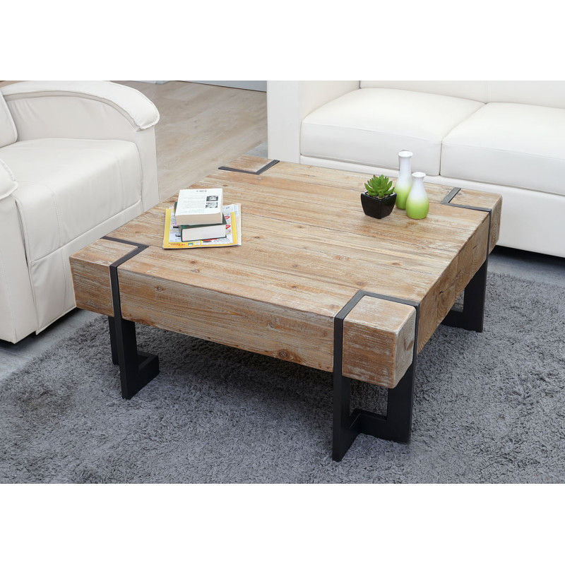 Table basse de salon table d'appoint , jardinière, bois massif de sapin rustique - 60x60cm