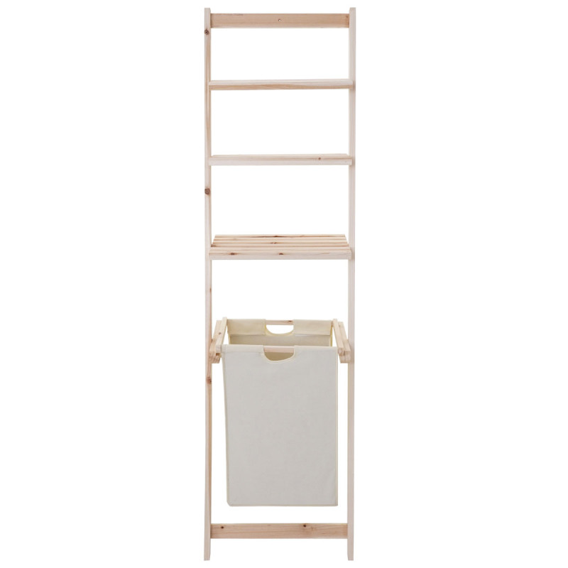 Étagère murale échelle de salle de bain panier à linge, étagère en bois de pin 152x41x35 cm, 39l