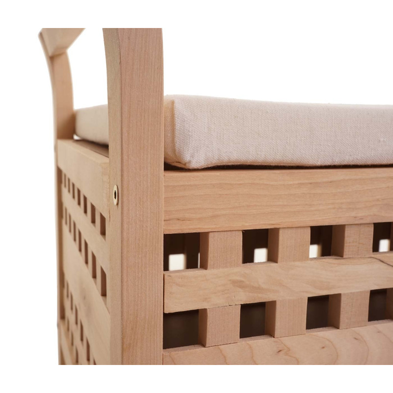 Banc de rangement coffre de linge avec coussin et compartiment de rangement, bois de noyer 50x89x40cm