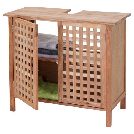 Meuble de rangement sous-lavabo sous-vasque avec espace de rangement, bois de noyer 60x67x30 cm