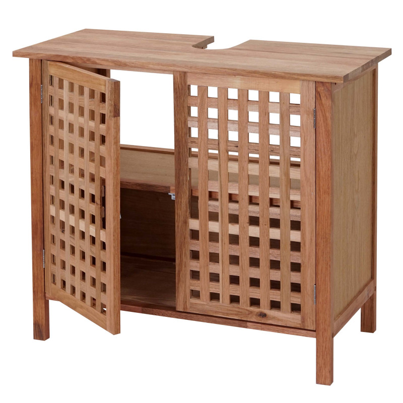 Meuble de rangement sous-lavabo sous-vasque avec espace de rangement, bois de noyer 60x67x30 cm