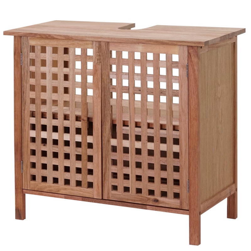 Meuble de rangement sous-lavabo sous-vasque avec espace de rangement, bois de noyer 60x67x30 cm