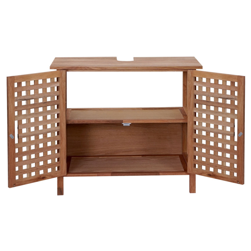 Meuble de rangement sous-lavabo sous-vasque avec espace de rangement, bois de noyer 60x67x30 cm