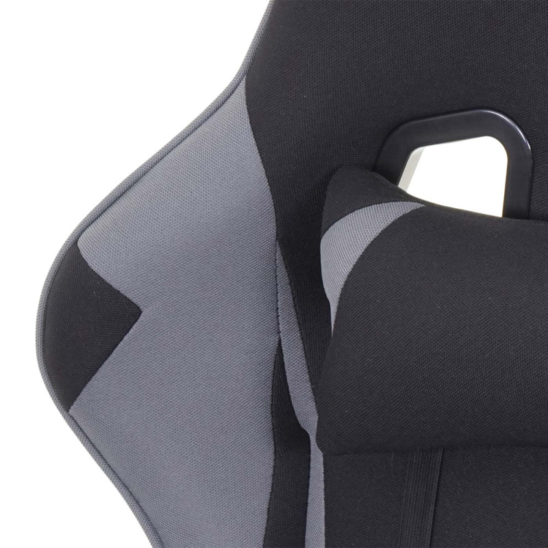 Chaise de bureau fauteuil gamer, charge maximale de 150kg, tissu - noir/gris