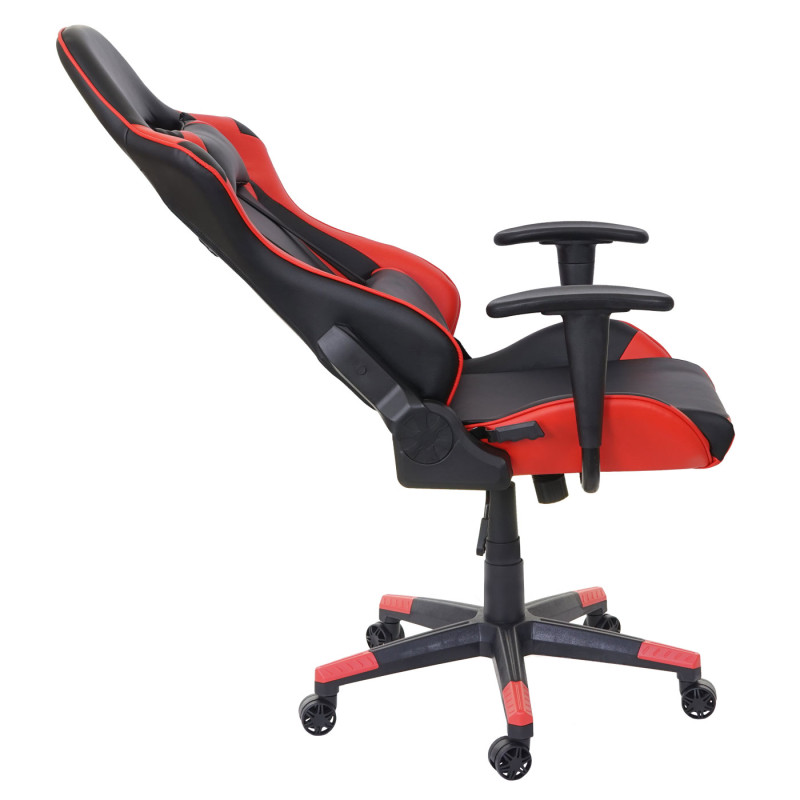 Chaise de bureau fauteuil gamer, charge maximale de 150kg similicuir - noir/rouge