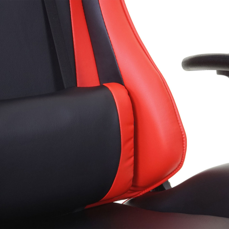 Chaise de bureau fauteuil gamer, charge maximale de 150kg similicuir - noir/rouge