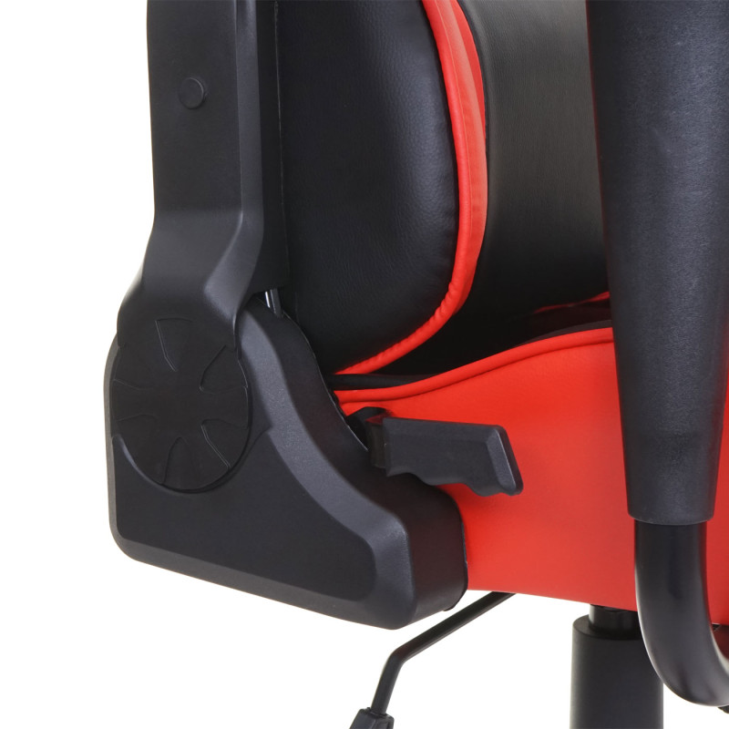 Chaise de bureau fauteuil gamer, charge maximale de 150kg similicuir - noir/rouge