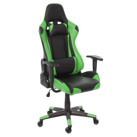 Chaise de bureau fauteuil gamer, charge maximale de 150kg similicuir - noir/vert