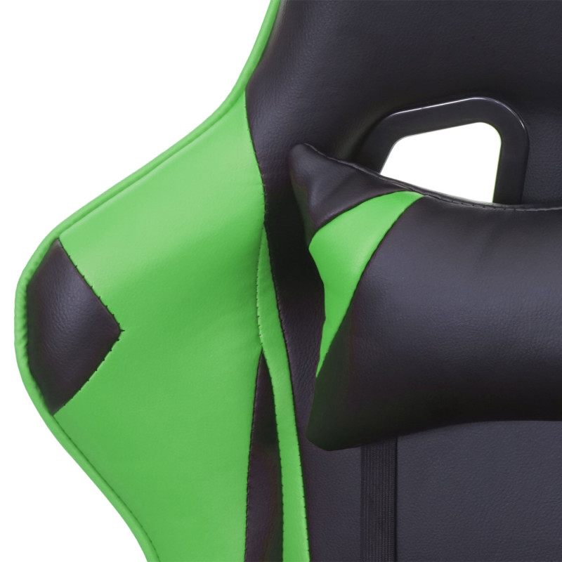 Chaise de bureau fauteuil gamer, charge maximale de 150kg similicuir - noir/vert