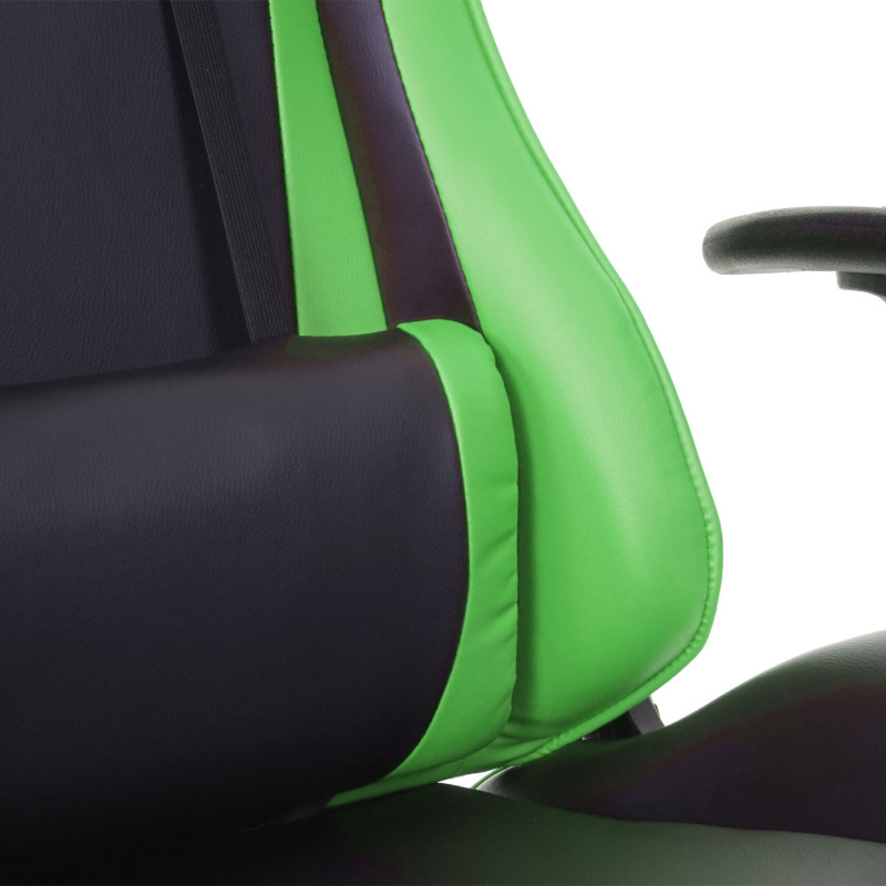 Chaise de bureau fauteuil gamer, charge maximale de 150kg similicuir - noir/vert