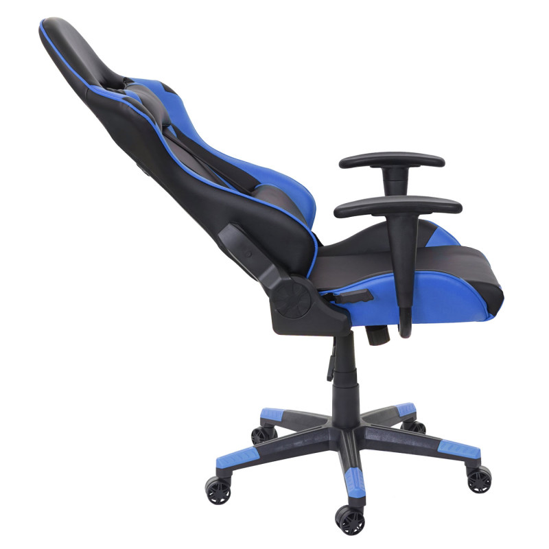 Chaise de bureau fauteuil gamer, charge maximale de 150kg similicuir - noir/bleu