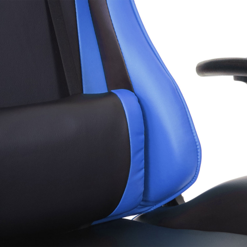 Chaise de bureau fauteuil gamer, charge maximale de 150kg similicuir - noir/bleu