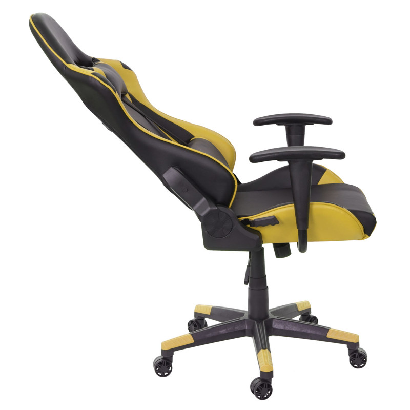 Chaise de bureau fauteuil gamer, charge maximale de 150kg similicuir - noir/jaune
