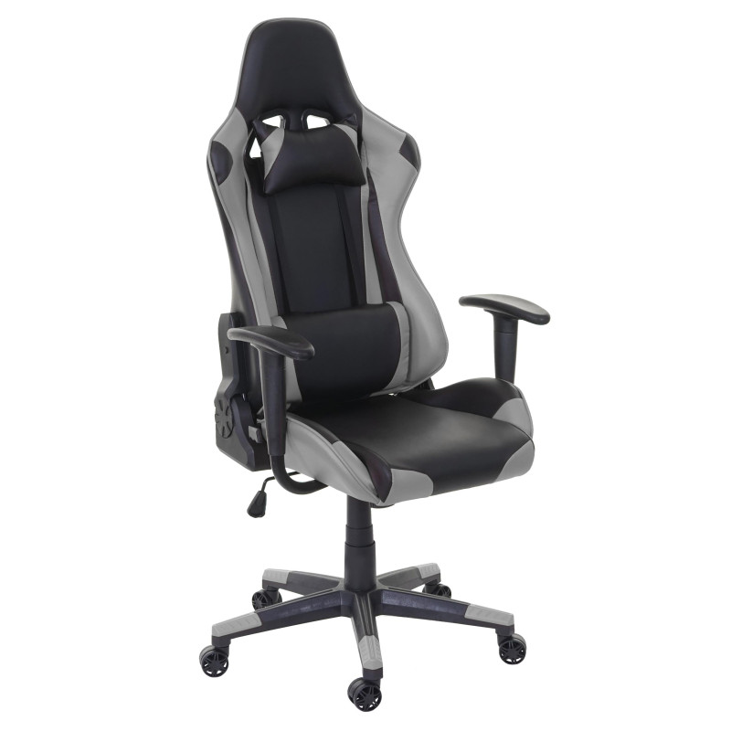 Chaise de bureau fauteuil gamer, charge maximale de 150 kg similicuir - noir/gris