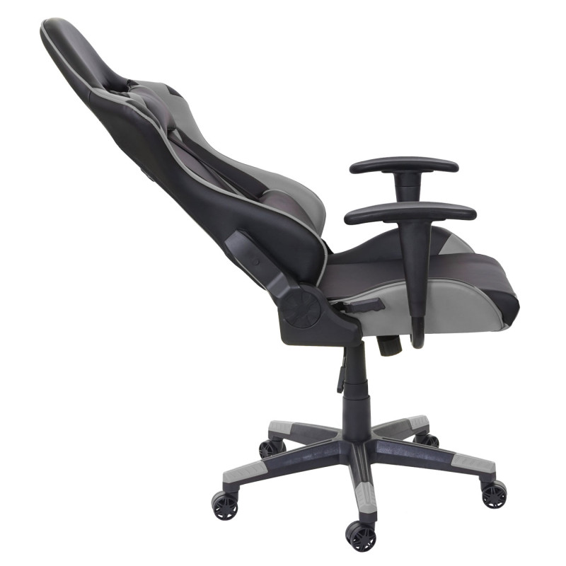 Chaise de bureau fauteuil gamer, charge maximale de 150 kg similicuir - noir/gris