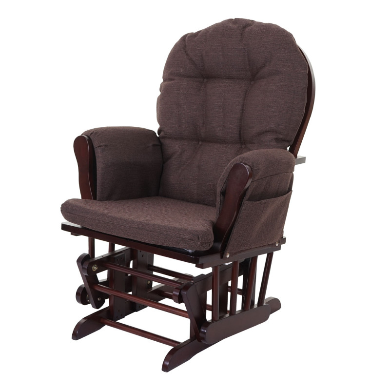 Fauteuil de relaxation fauteuil à bascule, chaise berçante avec repose-pied, tissu - mahagony