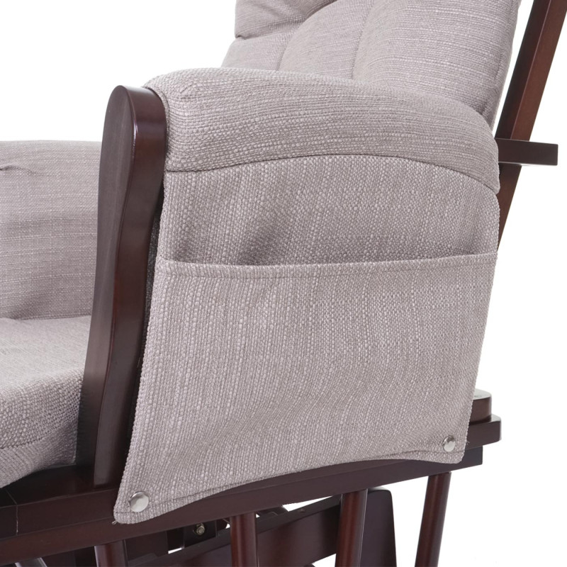 Fauteuil à bascule avec repose-pied, tissu - crème-gris