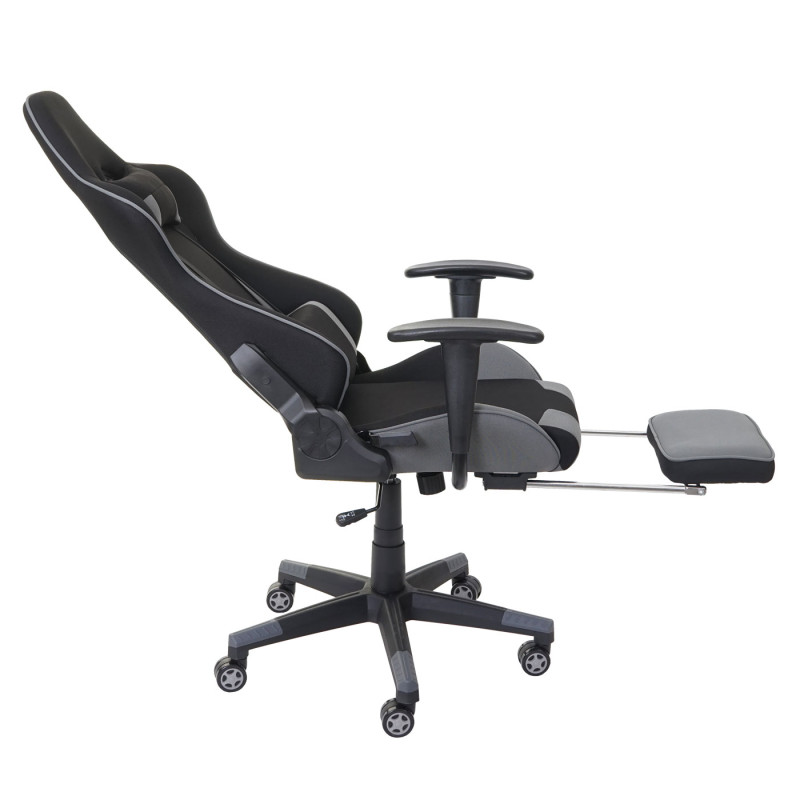 Chaise de bureau XXL, capacité 150kg, tissu - noir/gris