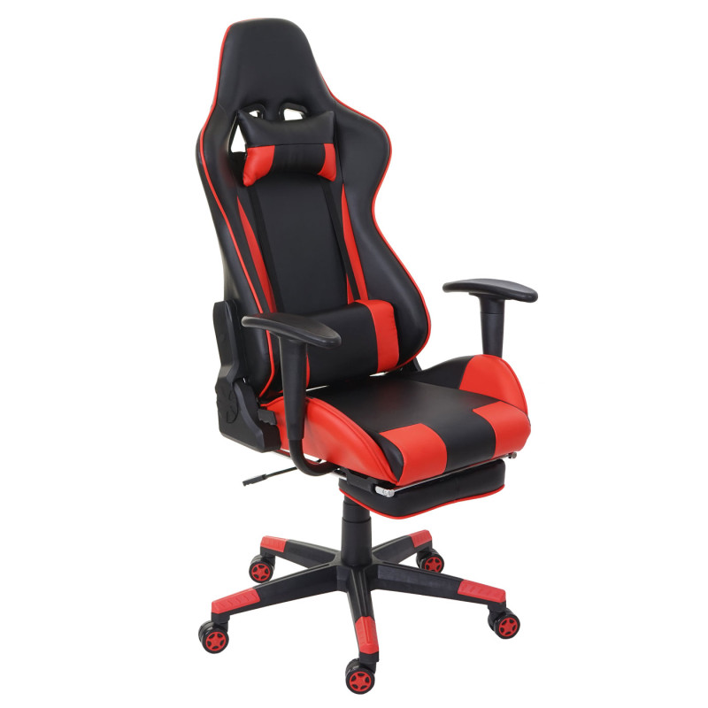Chaise de bureau XXL, capacité 150kg, similicuir - noir/rouge