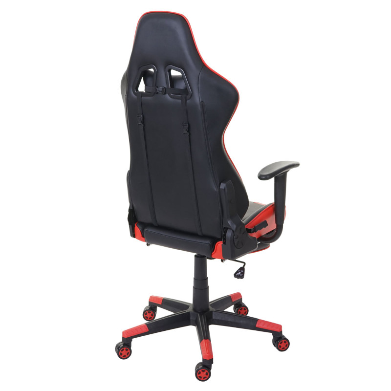 Chaise de bureau XXL, capacité 150kg, similicuir - noir/rouge