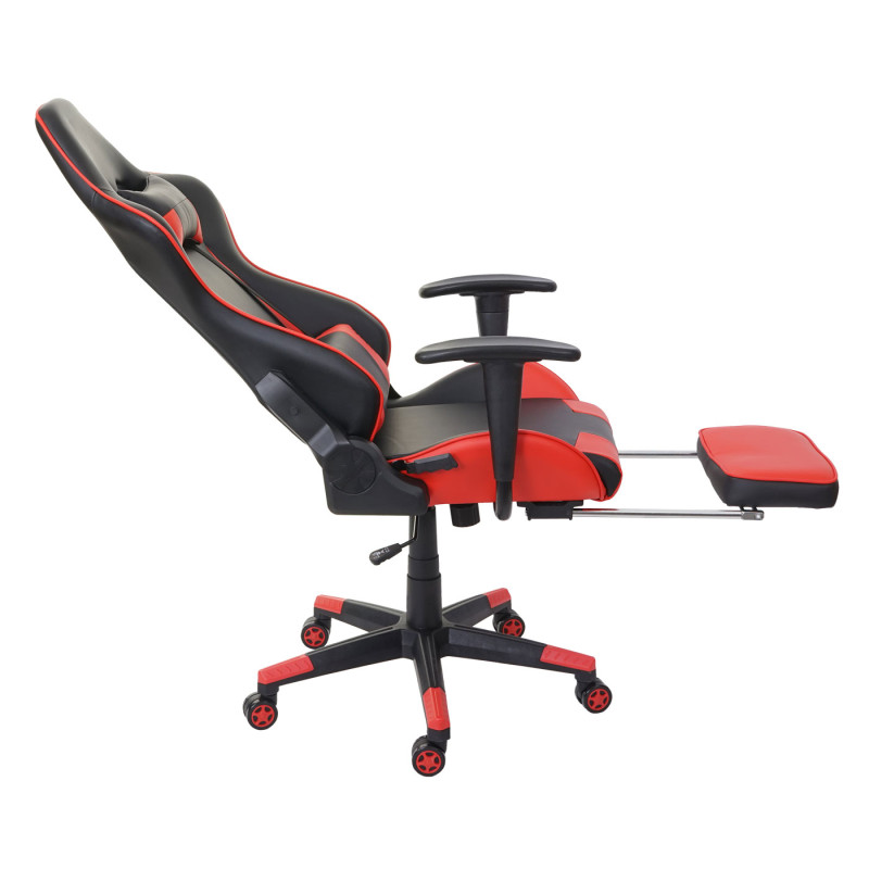 Chaise de bureau XXL, capacité 150kg, similicuir - noir/rouge