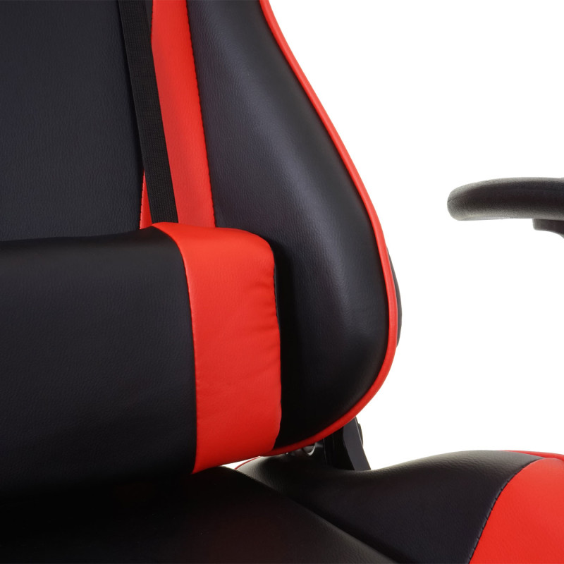 Chaise de bureau XXL, capacité 150kg, similicuir - noir/rouge