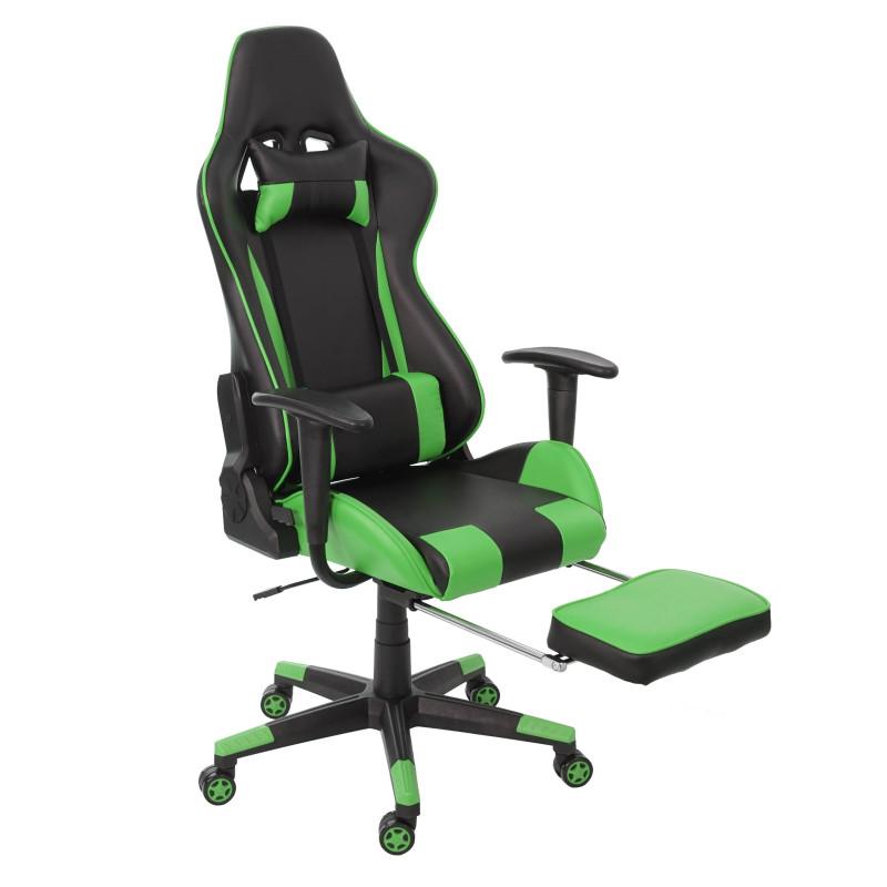 Chaise de bureau XXL, capacité 150kg, similicuir - noir/vert