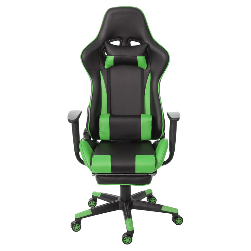 Chaise de bureau XXL, capacité 150kg, similicuir - noir/vert