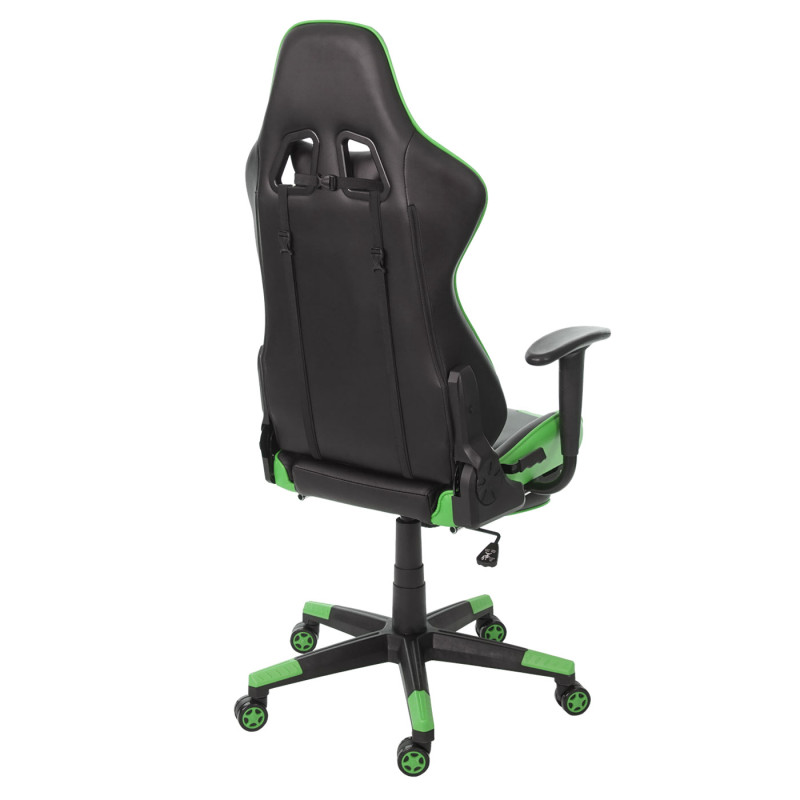 Chaise de bureau XXL, capacité 150kg, similicuir - noir/vert