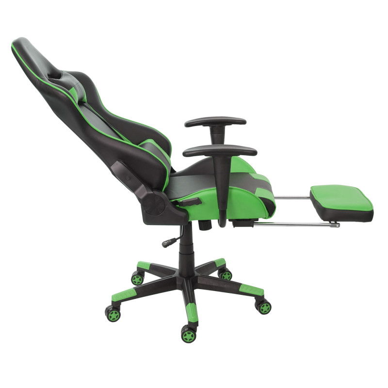 Chaise de bureau XXL, capacité 150kg, similicuir - noir/vert