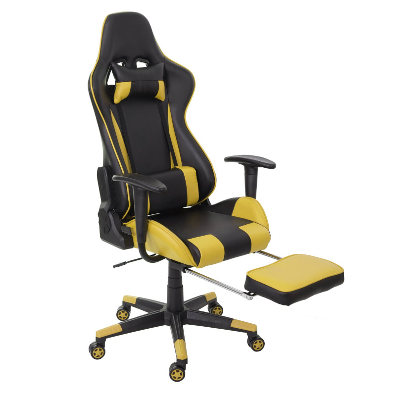 Chaise de bureau XXL, capacité 150kg, similicuir - noir/jaune