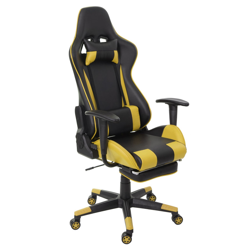 Chaise de bureau XXL, capacité 150kg, similicuir - noir/jaune