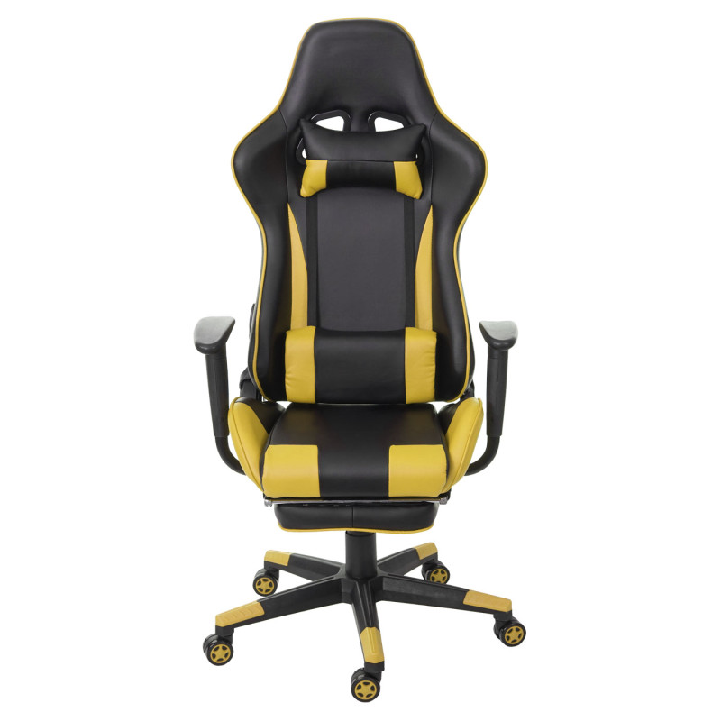 Chaise de bureau XXL, capacité 150kg, similicuir - noir/jaune