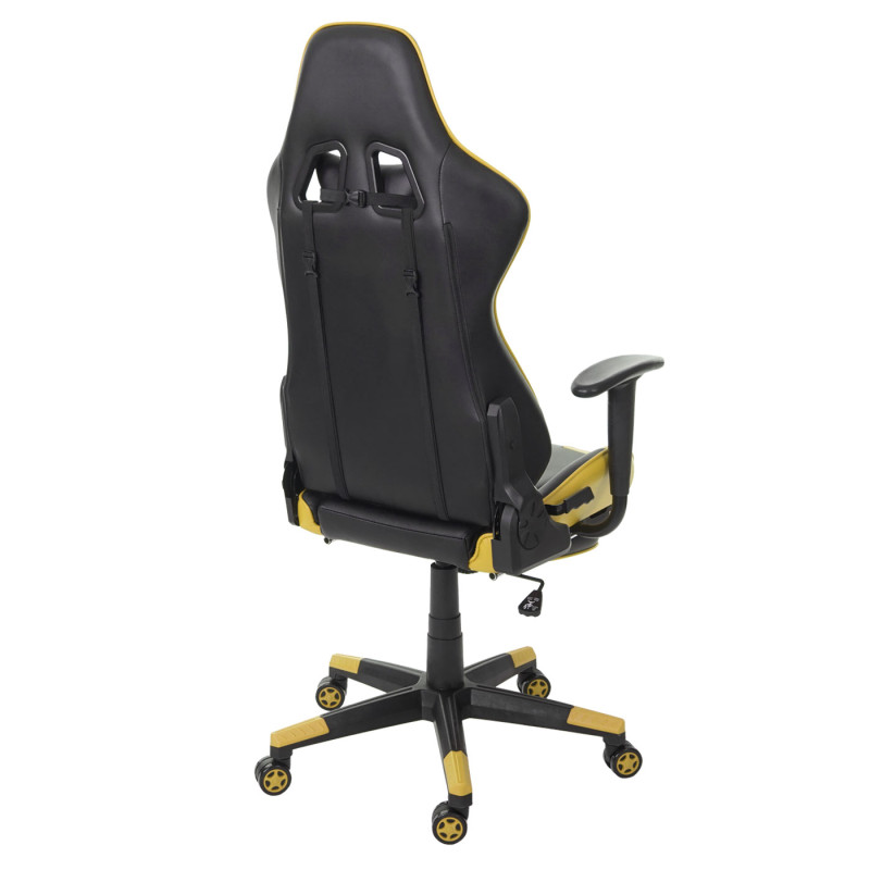 Chaise de bureau XXL, capacité 150kg, similicuir - noir/jaune