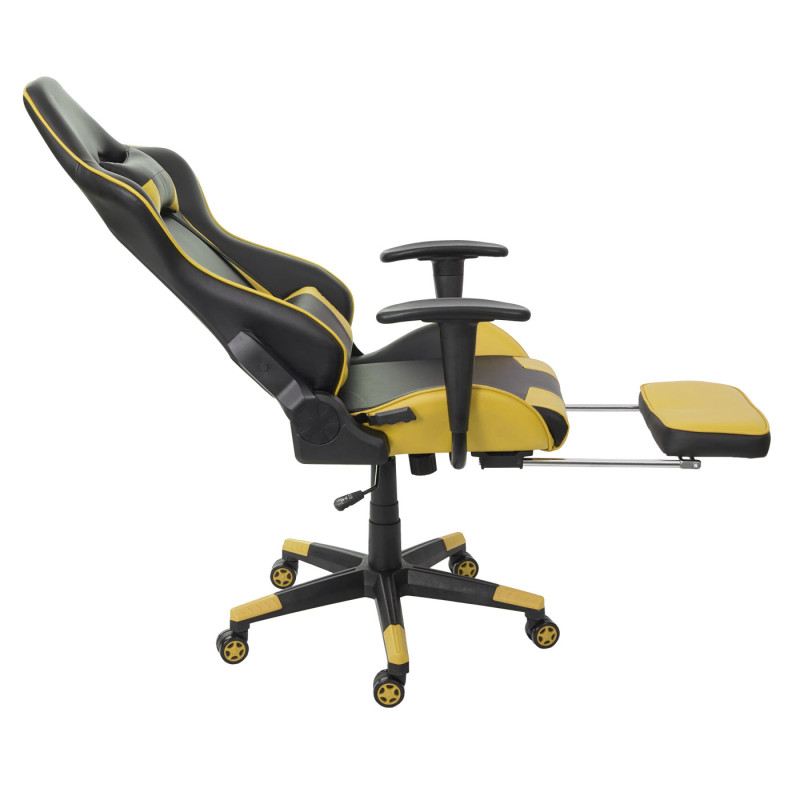 Chaise de bureau XXL, capacité 150kg, similicuir - noir/jaune