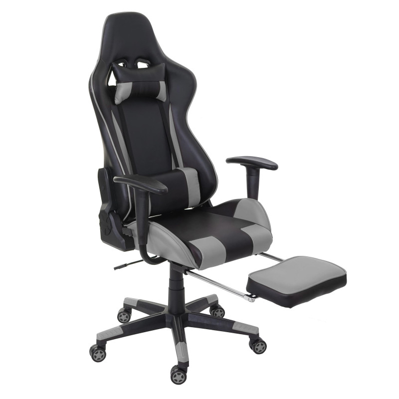 Chaise de bureau XXL, capacité 150kg, similicuir - noir/gris