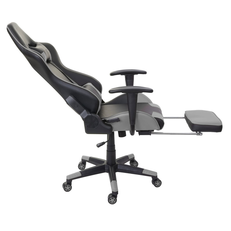 Chaise de bureau XXL, capacité 150kg, similicuir - noir/gris