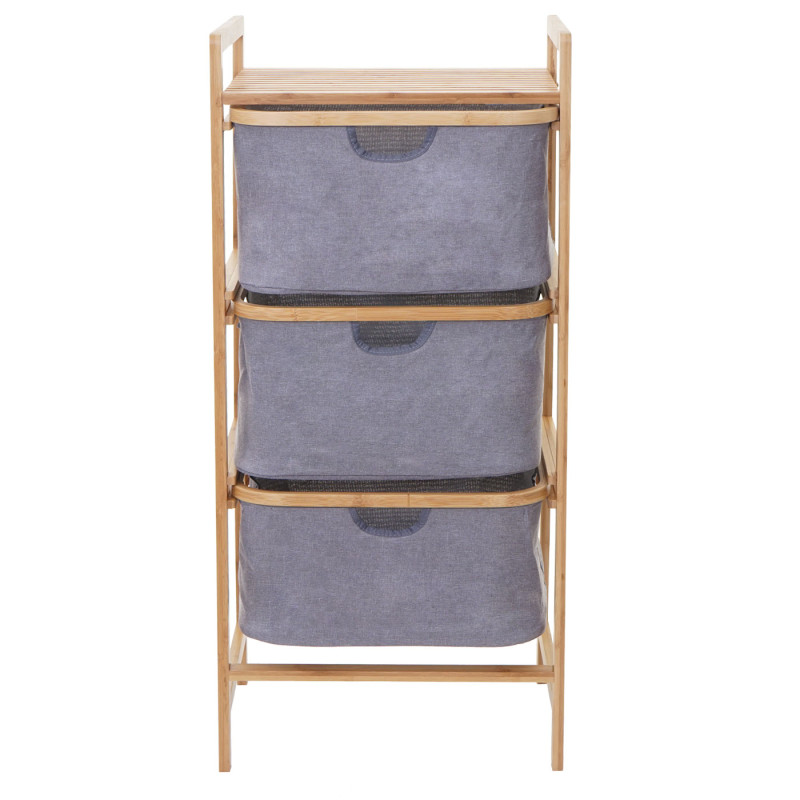 Meuble à linge 3 paniers, bambou, 96x44x34cm, 78l