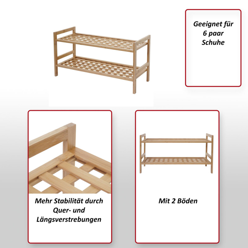 Meuble à chaussures - 2 étagères, extensible