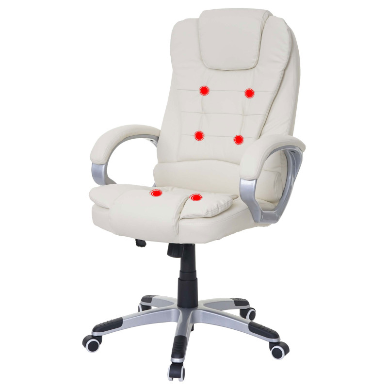 Fauteuil de bureau de massage Blackburn, fauteuil de massage pivotant simili cuir - crème