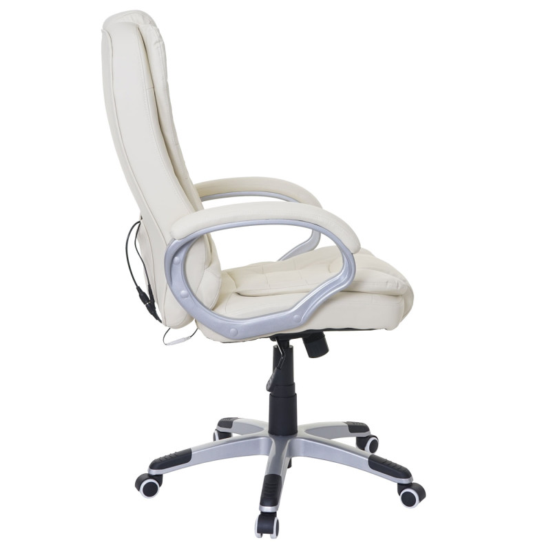 Fauteuil de bureau de massage Blackburn, fauteuil de massage pivotant simili cuir - crème