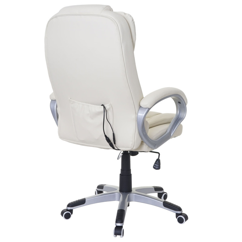 Fauteuil de bureau de massage Blackburn, fauteuil de massage pivotant simili cuir - crème