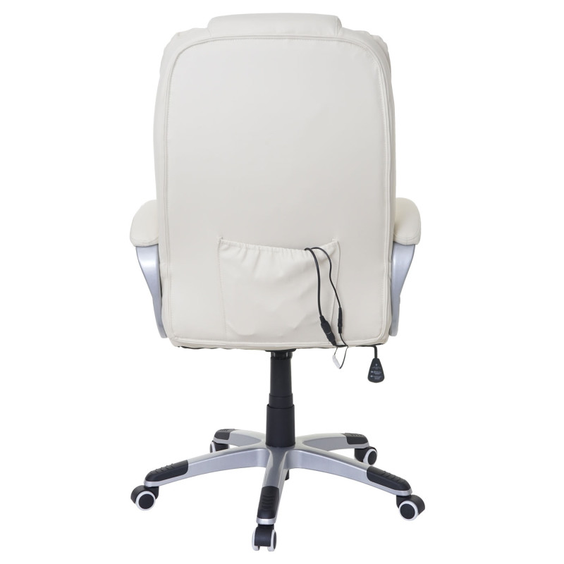 Fauteuil de bureau de massage Blackburn, fauteuil de massage pivotant simili cuir - crème