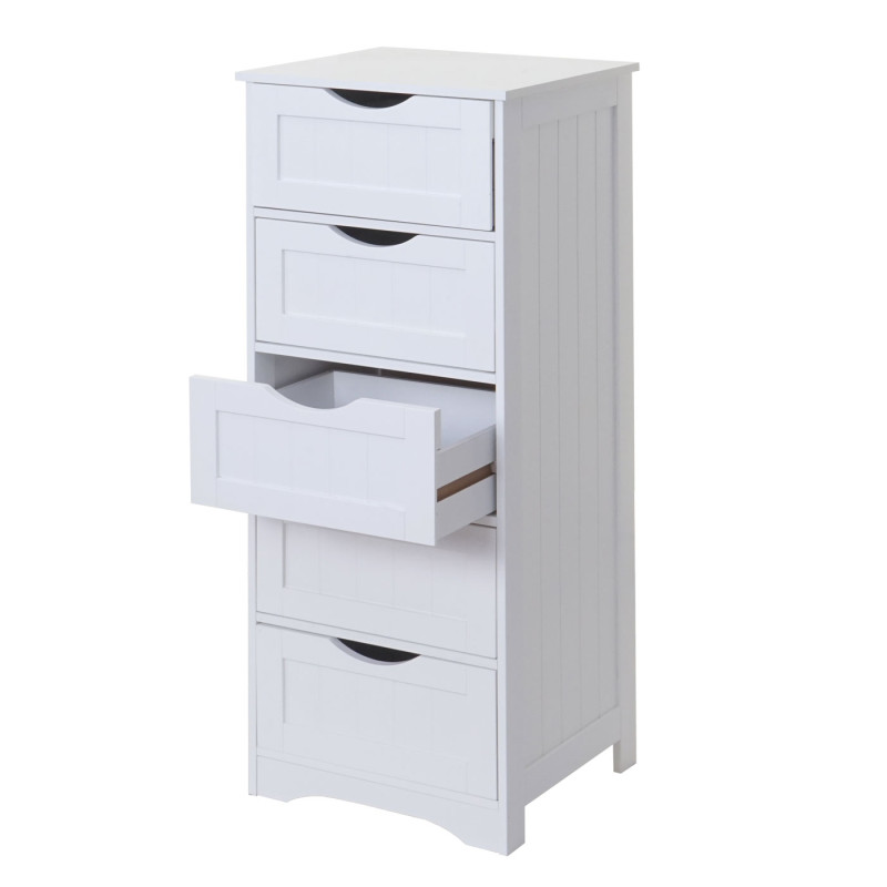 Commode 5 tiroirs, 100x40x35cm, blanc