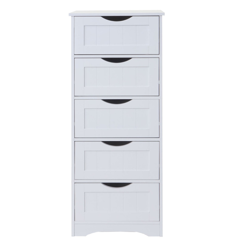 Commode 5 tiroirs, 100x40x35cm, blanc