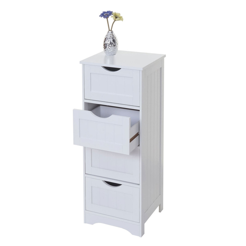 Commode 4 tiroirs, 82x40x35cm, blanc