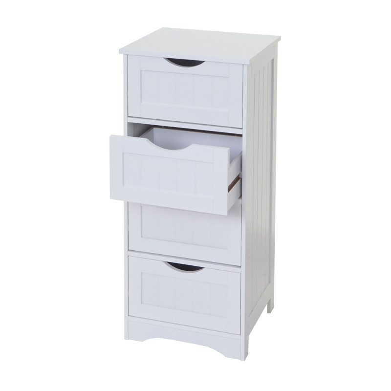 Commode 4 tiroirs, 82x40x35cm, blanc