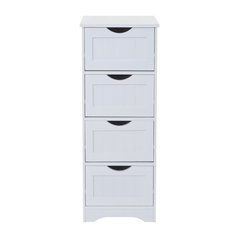 Commode 4 tiroirs, 82x40x35cm, blanc